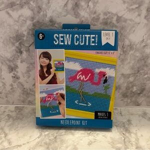 New! Beginner Needlepoint Sew Cute Flamingo Kit 6x6”